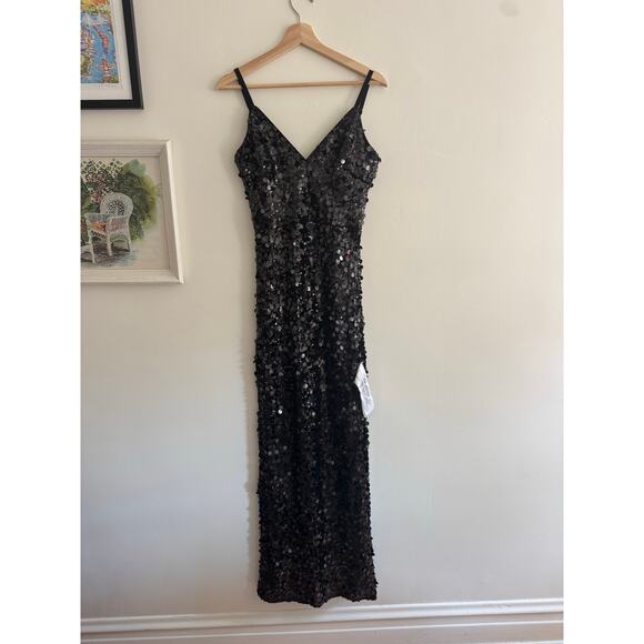 DRESS THE POPULATION Cammie Black Sequin Maxi Dress Size Small - Picture 3 of 8